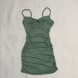 Windsor Olive Green Gathered Mini Dress